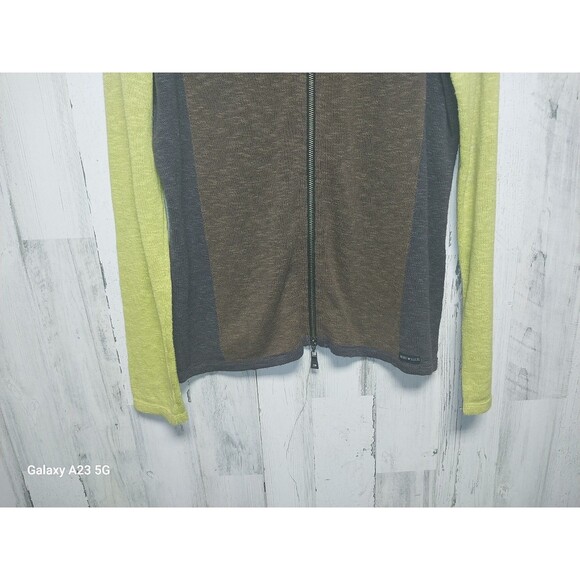 Life Blue Willi's XL Full Zip Linen Blend Color Block Sweater - Picture 2 of 7